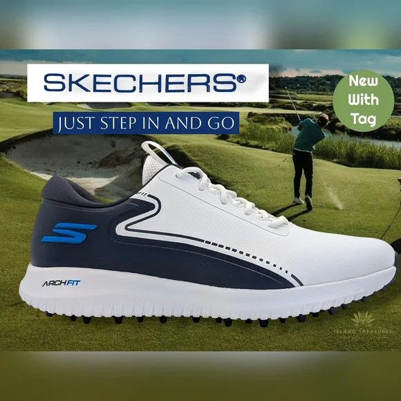 Skechers Go Golf Max 3 Size 9 ArchFit Waterproof Men's White and Navy Sneakers